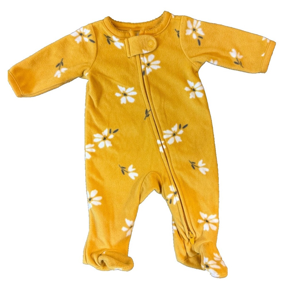 Carters Baby Girl Preemie Fleece Sleeper Outfit Clothes Yellow Floral Zipper